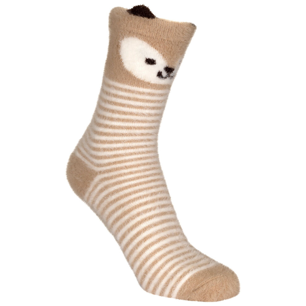 Trespass (12 Uk Child-3 Uk, Beige) Childrens/Kids Cosy Animal Face Socks