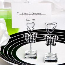 (Black & White) Gingham Butterfly Design Place Card / Photo Holders ~ Choice of Colours
