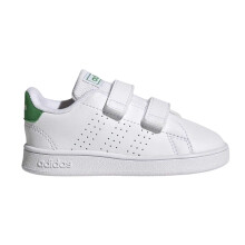 (4 UK Child, White/Green) Adidas Childrens/Kids Advantage Court Lifestyle Flat Trainers