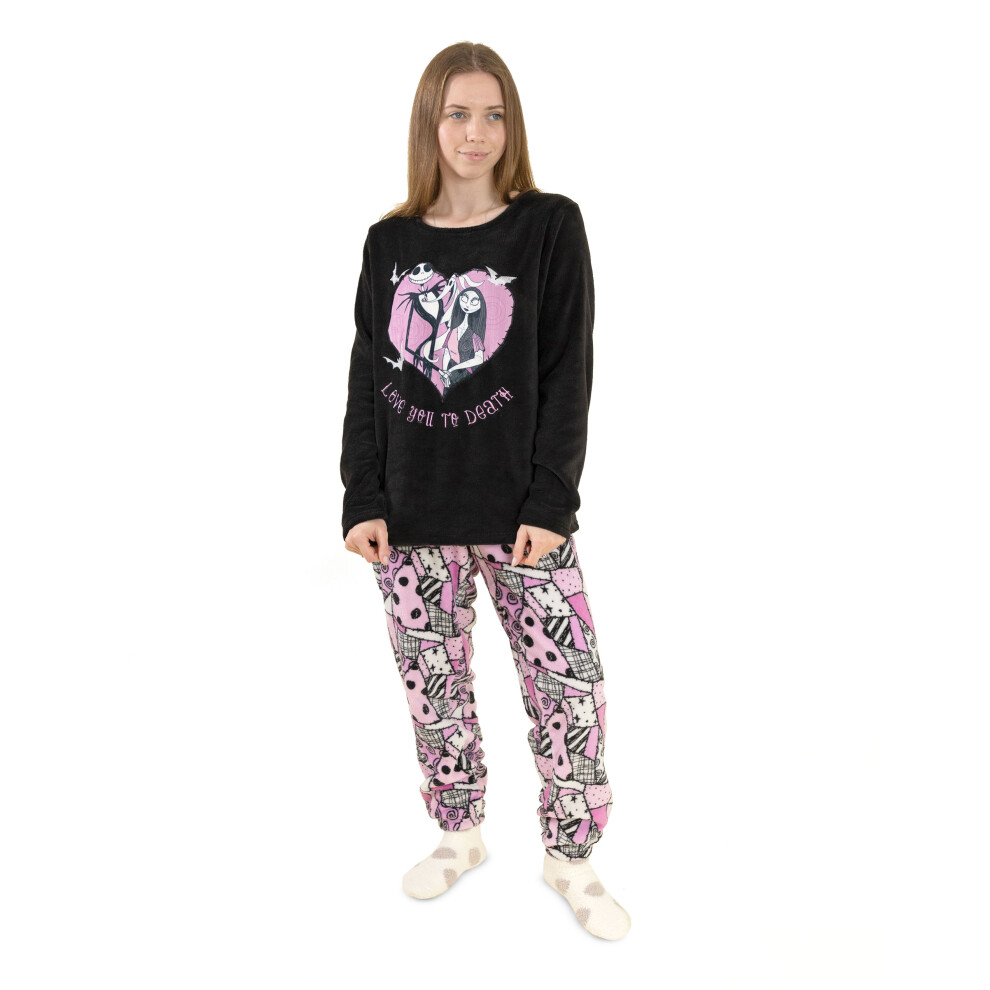 Disney (Small) The Nightmare Before Christmas Long Sleeve Long Leg Pyjama Set (Womens Pink)