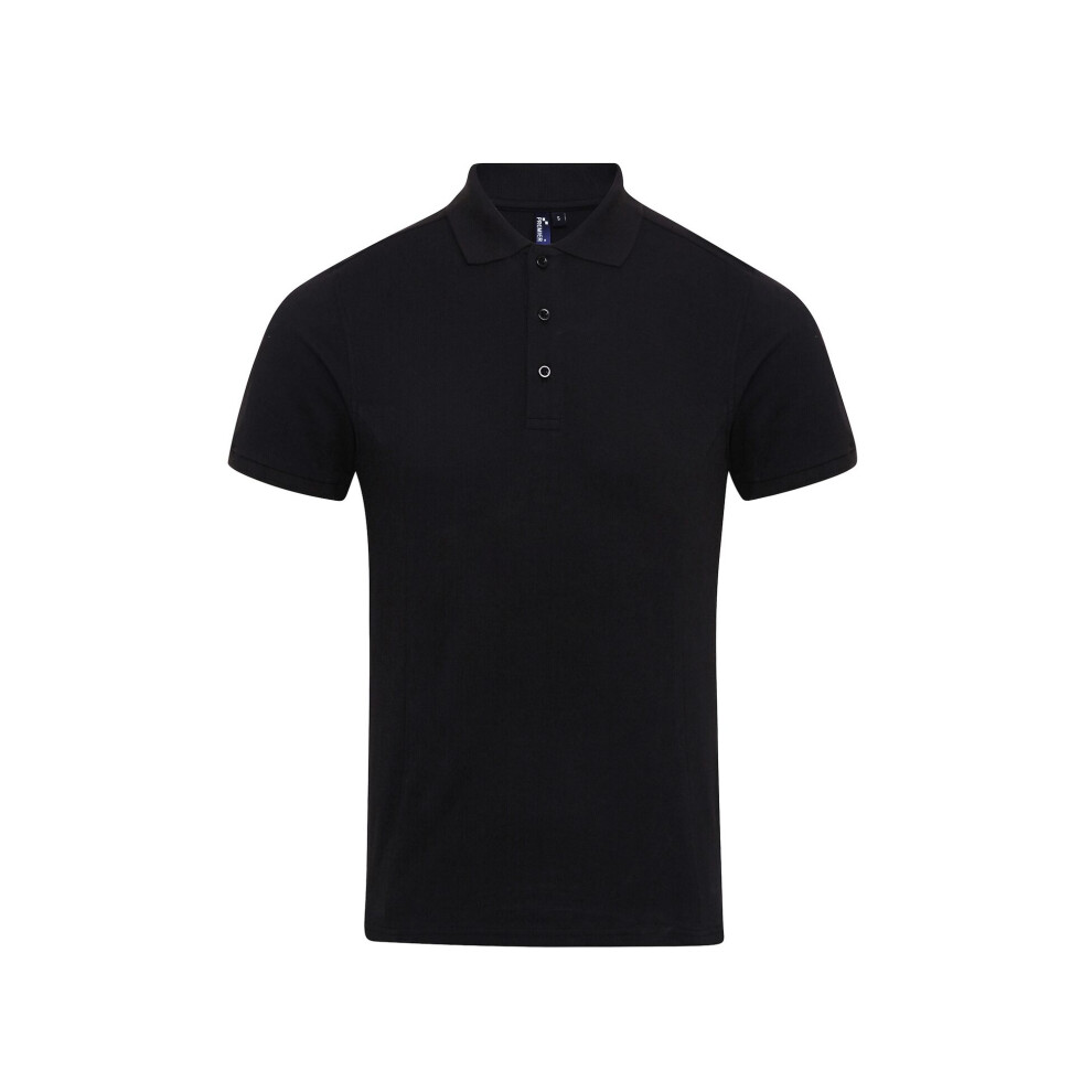 Premier (M, Black) Mens Coolchecker Plus Pique Polo With Coolplus