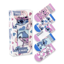 (9-12 UK Child) Disney Lilo & Stitch Calf Socks Set of 5 (Girls Multicoloured)