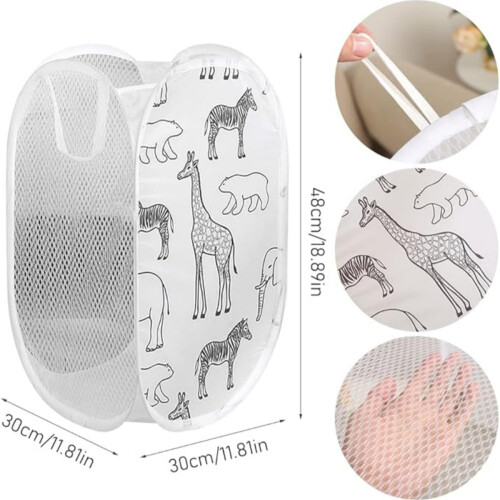 Set of 2 Foldable Laundry Baskets, Laundry Bag, Foldable Pop Up Laundry Basket with Handle 1