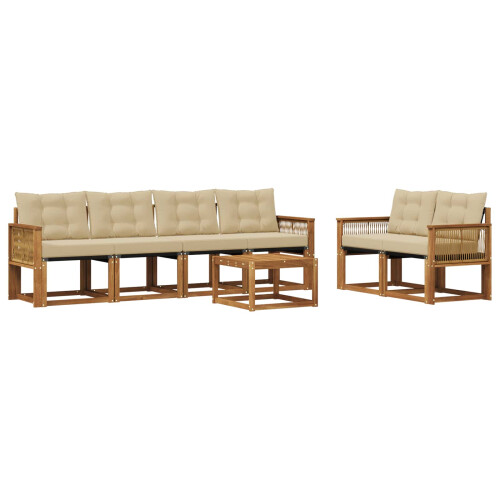 VidaXL vidaXL Outdoor-Sofagarnitur 7 stk. Natur und Beige 1
