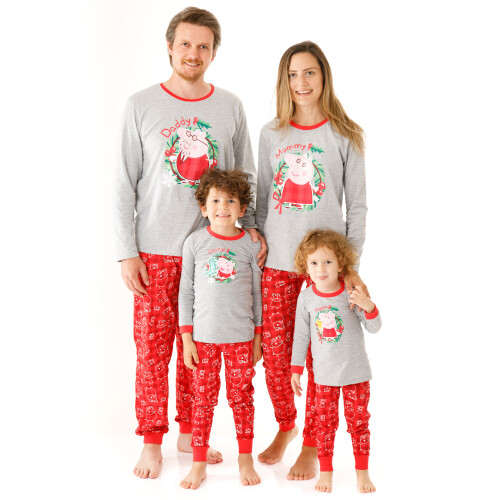 Peppa Pig (Medium) Peppa Pig Long Sleeve Long Leg Pyjama Set (Mens Red)