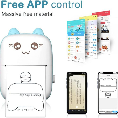 Mini Printer,bluetooth Labler Maker, Inkless Printers Compatible with Android and Ios,printable Photos,lists,memo,qr Codes,notes 1