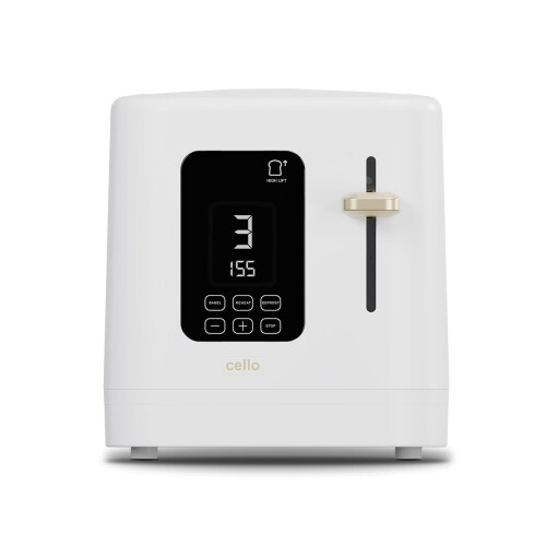 Cello Cello WHITE Digital 2 Slice Toaster Touch Control 800w Wide Slots Bagel Function 2