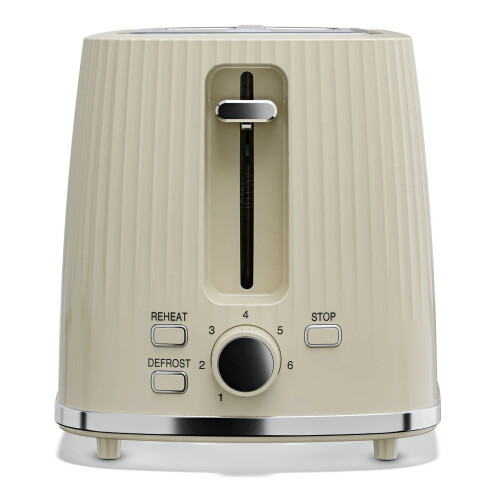 Cello Cello 2 Slice Toaster Extra Wide Slots 6 Levels 3 Function Textured Design CREAM 2