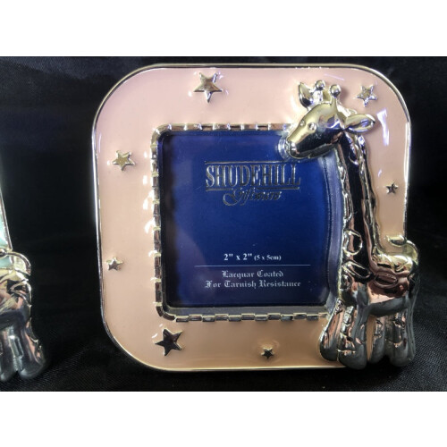 (Pink) Silver Plated Giraffe Photo Frame