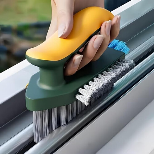 4-in-1 Grout and Corner Scrubber Brush with Scraper Tool, for Cleaning Tile, Grout
