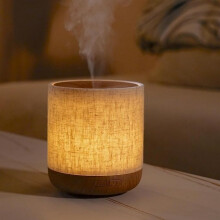 Eterisk oljediffusor 7 fl oz med tygöverdrag och nattlampa Ultraljudsaromdiffusor Luftfuktare med lampor Roomdecorsmallhumid