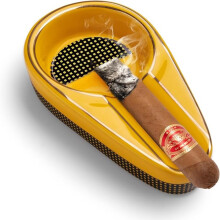 Cigarr askfat Enkel klassisk keramisk askfat Använd utomhus eller inomhusfärg gul, Kompatibel med de flesta utomhusutrymmen, uteplatser