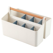 Stor korg med handtag, plastförvaringsorganisatör Caddy Tote med justerbar avdelad väska för smink, konst och sömnad