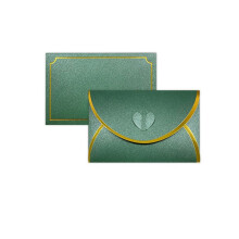 50Pcs Gift Card Envelopes with Love Buckle Envelopes with Gold Border, Envelope for Note Cards, Wedding Dark Green