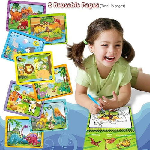 Πακέτο 2 τεμαχίων Magic Water Coloring Books για νήπια, Επαναχρησιμοποιήσιμα μπλοκ σχ 1