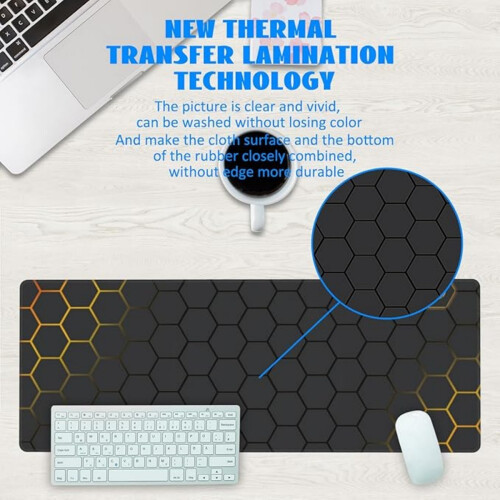 Πατάκι γραφείου, Μαύρο Χρυσό με Τεχνολογία Honeycomb Extended Gaming Mouse Pad Μεγάλο, Μεγ 2