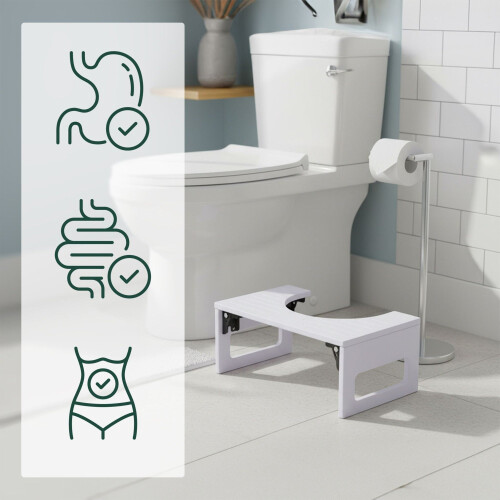 Folding Bamboo Toilet Stool - Non-Slip, Compact Design 2