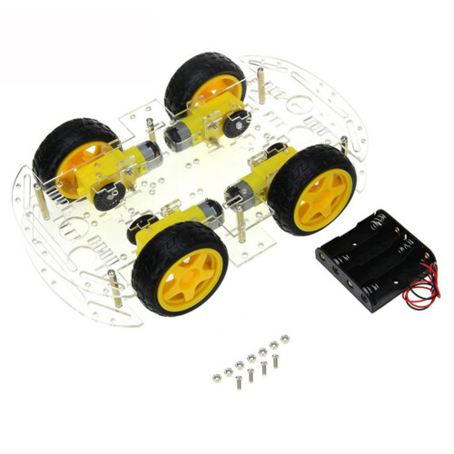 DIY Robot  Car Chassis Kit for  Drive Controller Board Stepper Motor Speed Encoder, 4 Wheel and Battery Box