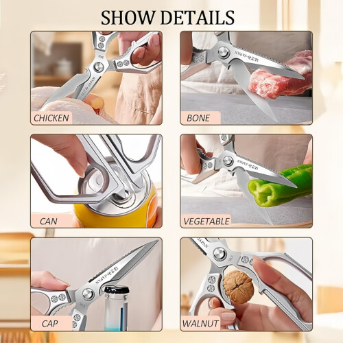 Kitchen Scissors, Meat Shears,stainless Steel Sharp Utility Food Titanium Coated Blade 1