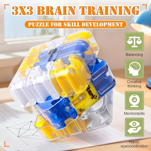 Large Labyrinth 3d Maze Cube, Puzzle Cubes Mazes Game, Engaging Brain Teaser Toy for Stress Relief Logic Traininghigh - Difficulty 1
