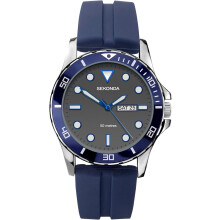Sekonda Balearic Mens 43mm Sport Watch Day Date Rubber Strap 50M Water Resistant