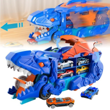 Truck Car Dinosaur Transport Carrier W/10 Pull Back Dino Car Toy For Kids Gift