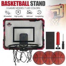Indoor Basketball Hoop for Kids, LED Mini Hoop with Scoreboard, Over Door Toy