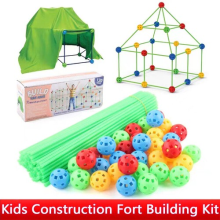 175pcs Kids Construction Fort Building Kit Castles 3D Play House Tent Toy Gift