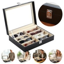 UK 8 Grids Eyeglass Sunglasses Glasses Storage Case Display Shop Box Case