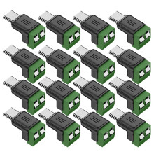 12 Connecteurs USB Type C Mâle Vers 2 Broches 5 V Sans Soudure, Borne Verte, OTG, à Vis, pour Téléphone Portable et PC
