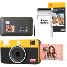 KODAK Mini Shot 2 Retro 4PASS 2-in-1 Camera Printer Combo Yellow 38 Sheet Bundle