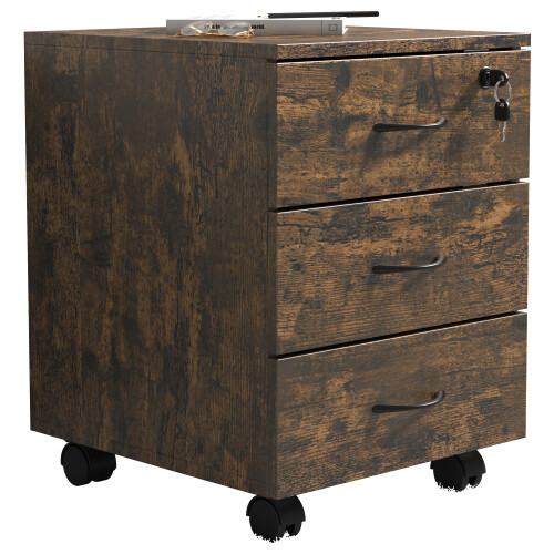 (Chipboard, Brown) Roller Container Office Drawers Baula L
