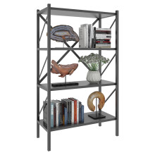 (Matt, Wood) Metal Stand Shelf Books Insasi 4x
