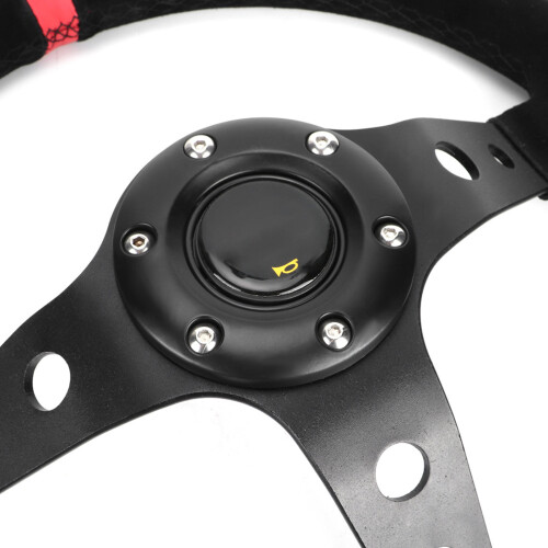 Racing Lenkrad 35cm mit Horn - Rotes反绒