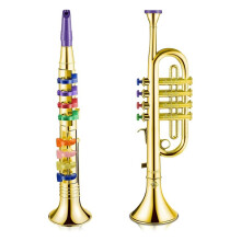 Zestaw 2 InstrumentóW Muzycznych TrąBka I Saksofon PrzenośNy Klarnet z Kolorowymi Klawiszami Zabawka Edukacyjna dla SzkołY Domowej