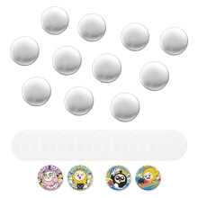 Kit de Recargas para Máquina de Insignias-Duoku-200 Piezas, Insignias de Pin 25 mm, Carcasas y Espaldas Metálicas, Películas Mylar Transparentes