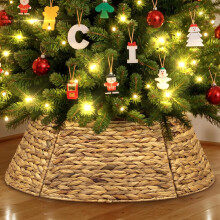 Housse en osier pour sapin, panier en rotin, couleur marron, 106 cm, ronde
