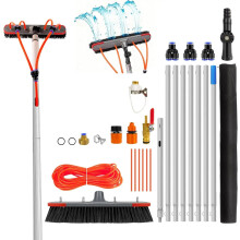 7m Aluminium Telescopic Window Cleaning Brush with Water Hose 180 Rotatable 35cm for Windows, Solar Panels, Roofs, Cars