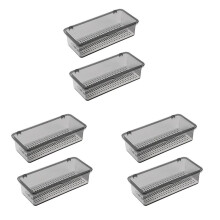 6X Bestekbak met Deksel, Opbergruimte voor Bestek met Deksel Plastic Bestekbak, Besteklade-Organizer Opbergcontainer voor KeukengereiB