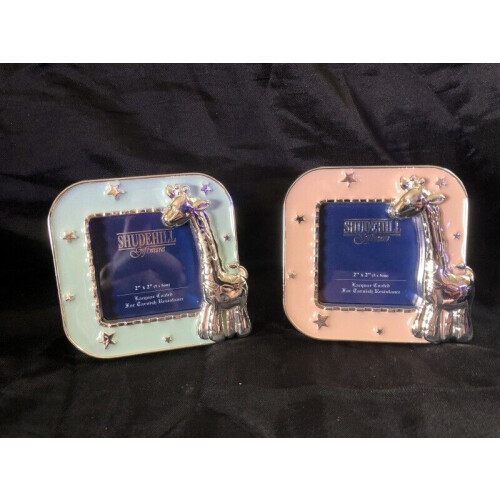 (Blue) Silver Plated Giraffe Photo Frame 1