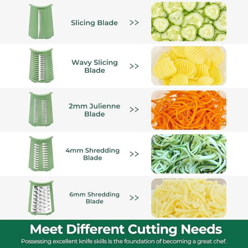 Rotary Cheese Grater,vegetable Slicer with 5 Interchangeable Blades, Suction Base 1