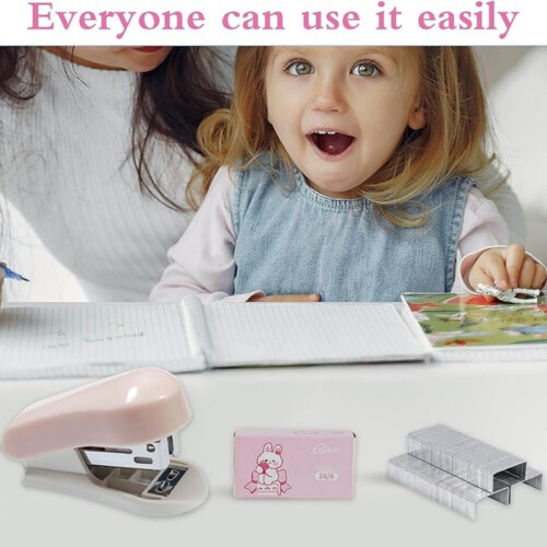 Mini Stapler and Staples Set with 400 Standard 266 Staples, Effortless , 2-25 Sheet Capacity 1