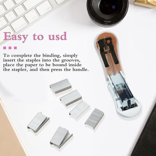 Mini Stapler and Staples Set with 400 Standard 266 Staples, Effortless , 2-25 Sheet Capacity 2