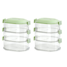 2X 3 Layer Food Storage Containers with Lid Plastic Removable Stackable Silicone Ring Leak Proof Air Tight Box