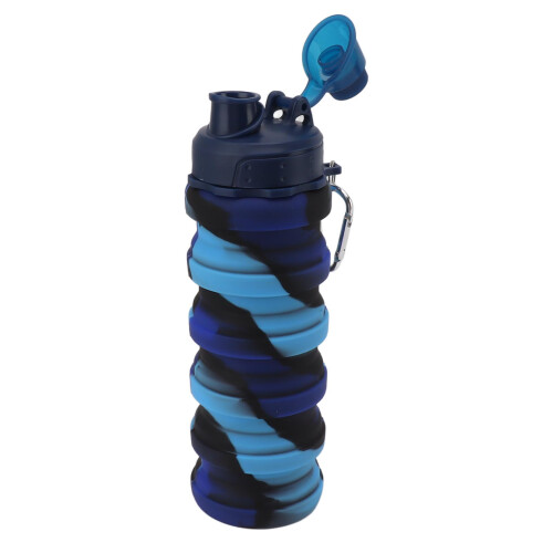 Tragbare Silikon-Flasche 500ml Blau faltbar
