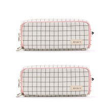 2X Large Pencil Case Capacity 3 Compartments Canvas Pencil Pouch for Boys Girls School Students,A