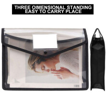 6Pcs A4 Capacity Plastic Bag Stationery Storage Pouch File Organizer Document Bag File Folders Envelope Folder