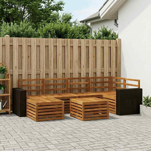 VidaXL vidaXL Outdoor-Sofagarnitur 7 stk. Natur Polyester