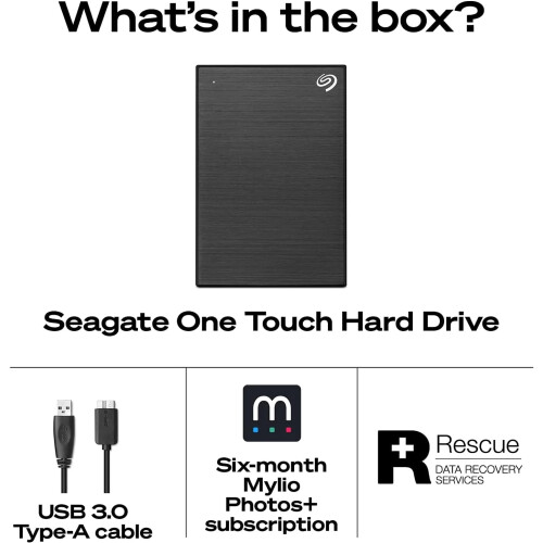 Seagate Seagate One Touch Portable External Hard Disk Drive Data Recovery, 4TB, Grey 2