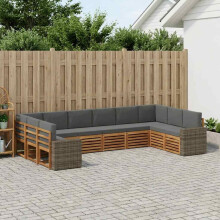 vidaXL Outdoor-Sofagarnitur 10 stk. Natur und Anthrazit Polyester